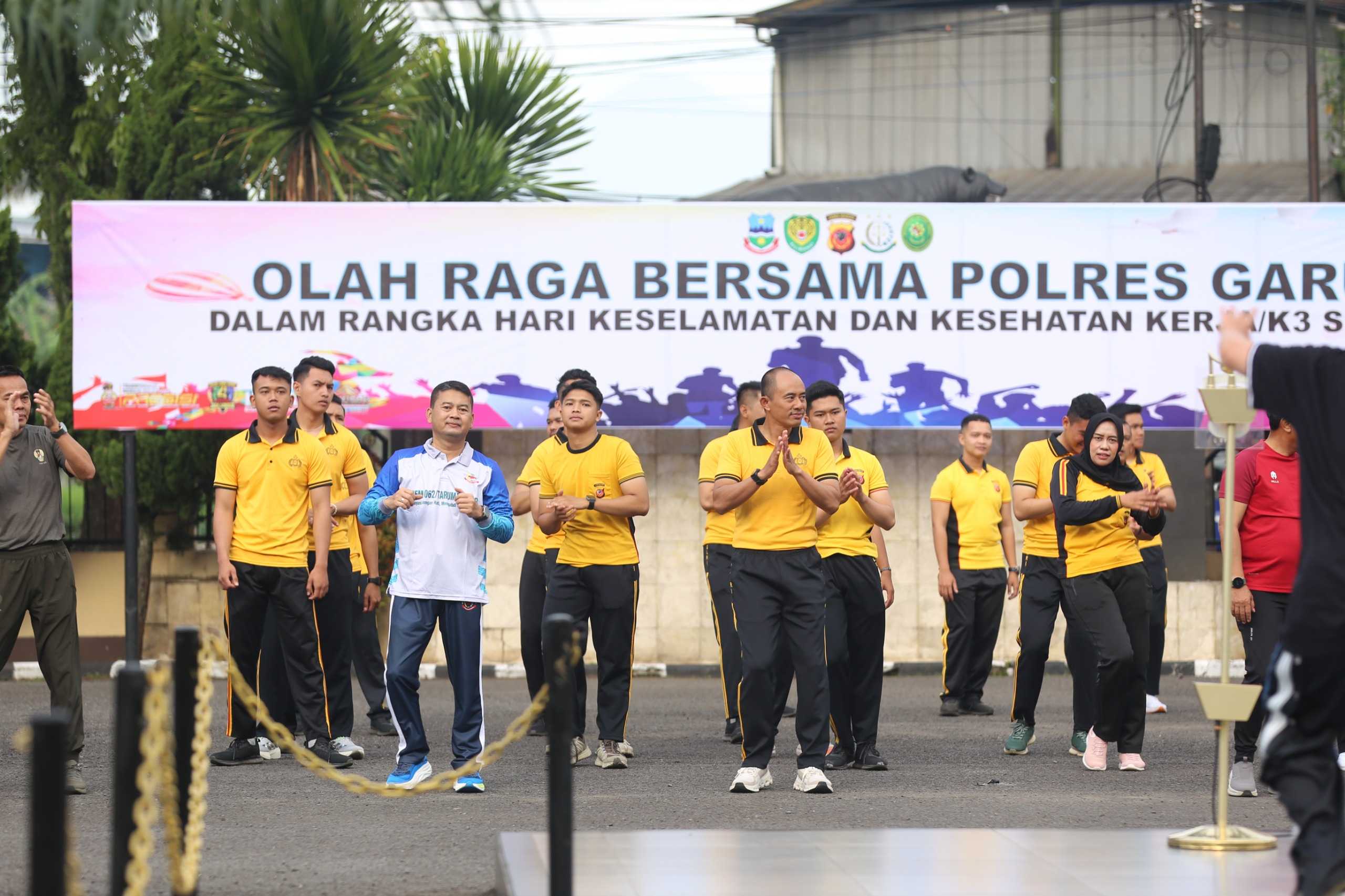 Semarak Hari K3 Sedunia, Polres Garut Gelar Olahraga Bersama TNI, Polri, dan Pemda